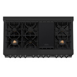 ZLINE 3-Piece Appliance Package - 48-Inch Gas Range, Convertible Wall Mount Hood, and Microwave Drawer in Black Stainless Steel (3KP-SGRBRH48-MW)