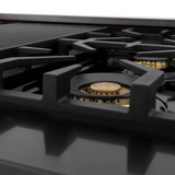 ZLINE 3-Piece Appliance Package - 48-Inch Gas Range, Convertible Wall Mount Hood, and Microwave Drawer in Black Stainless Steel (3KP-SGRBRH48-MW)