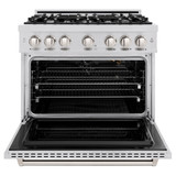 ZLINE 3-Piece Appliance Package - 36-Inch Gas Range, Refrigerator, and Dishwasher in Stainless Steel