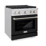 ZLINE 2-Piece Appliance Package - 30-inch Gas Range with Black Matte Door and Convertible Vent Range Hood in Stainless Steel (2KP-SGRBLMRH30)