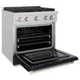 ZLINE 2-Piece Appliance Package - 30-inch Gas Range with Black Matte Door and Convertible Vent Range Hood in Stainless Steel (2KP-SGRBLMRH30)