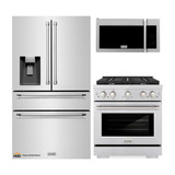 ZLINE 3-Piece Appliance Package - 30-Inch Gas Range, Refrigerator with Water Dispenser, & Over-the-Range Microwave/Vent Hood Combo (3KPRW-SGROTRH30)