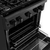 ZLINE 4-Piece Appliance Package - 30-Inch Gas Range, Microwave Drawer, Wall Mount Hood, and 3-Rack Dishwasher in Black Stainless Steel (4KP-SGRBRH30-MWDWV)