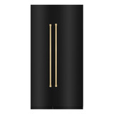 ZLINE 42-Inch Column 12.5 Cu. Ft. Refrigerator and 8.6 Cu. Ft. Freezer in Black Stainless Steel with Champagne Bronze Accent
