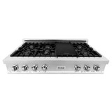 ZLINE 4-Piece Appliance Package - 48-Inch Rangetop, 30” Wall Oven, 36” Refrigerator with Water Dispenser, and 30-Inch Microwave Oven in Stainless Steel (4KPRW-RT48-MWAWS)