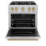 ZLINE 3-Piece Appliance Package - 30-Inch Dual Fuel Range, Refrigerator, and Dishwasher in Stainless Steel with Champagne Bronze Accents