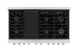 ZLINE 2-Piece Appliance Package - 48-inch Gas Range in Stainless and White Matte Door, and Convertible Vent Range Hood (2KP-SGRWMRH48)
