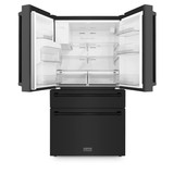 ZLINE 3-Piece Appliance Package - 36-Inch Dual Fuel Range, Refrigerator with Water Dispenser, and Dishwasher in Black Stainless Steel