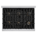 ZLINE 3-Piece Appliance Package - 36-Inch Dual Fuel Range, Refrigerator with Water Dispenser, and Dishwasher in Stainless Steel with Gold Accents