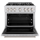 ZLINE 4-Piece Appliance Package - 36-Inch Dual Fuel Range, Hood, Refrigerator, and Dishwasher in Stainless Steel