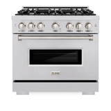 ZLINE 4-Piece Appliance Package - 36-Inch Dual Fuel Range, Hood, Refrigerator, and Dishwasher in Stainless Steel