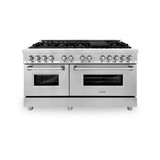 ZLINE 3-Piece Appliance Package - 60-inch Dual Fuel Range, Microwave Oven, & Wall Mount Hood in Stainless Steel (3KP-RARHMWO-60)