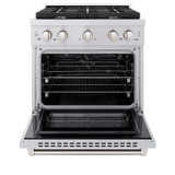 ZLINE 2-Piece Appliance Package - 30-inch Gas Range & Convertible Vent Range Hood in Stainless Steel (2KP-SGRRH30)