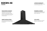 ZLINE 4-Piece Appliance Package - 48-Inch Dual Fuel Range, Hood, Refrigerator with Water Dispenser, and Dishwasher in Black Stainless Steel