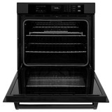 ZLINE 4-Piece Appliance Package - 30-Inch Rangetop with Brass Burners, Refrigerator, 30-Inch Electric Wall Oven, and Convertible Wall Mount Hood in Black Stainless Steel (4KPR-RTBRH30-AWS)