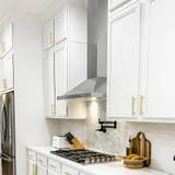 ZLINE 2-Piece Appliance Package - 36-inch Gas Range with White Matte Door and Convertible Vent Range Hood in Stainless Steel (2KP-SGRWMRH36)