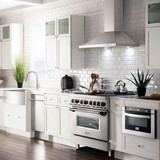 ZLINE 3-Piece Appliance Package - 36-Inch Rangetop, Convertible Wall Mount Range Hood, and Double Wall Oven in Stainless Steel (3KP-RTRH36-AWD)