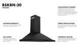 ZLINE 4-Piece Appliance Package - 30-Inch Gas Range, Hood, Refrigerator with Water Dispenser, and Dishwasher in Black Stainless Steel