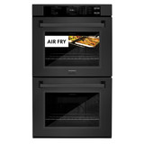 ZLINE 3-Piece Appliance Package - 36-Inch Rangetop, Double Wall Oven, and Convertible Wall Mount Range Hood in Black Stainless Steel (3KP-RTBRH36-AWD)