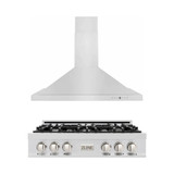 ZLINE 2-Piece Appliance Package - 36-Inch Rangetop and Covertible Range Hood in Stainless Steel (2KP-RTRH36)