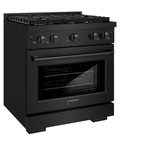 ZLINE 4-Piece Appliance Package - 30-Inch Gas Range, Convertible Wall Mount Hood, Microwave Oven, and 3-Rack Dishwasher in Black Stainless Steel (4KP-SGRBRH30-MODWV)