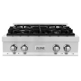 ZLINE 2-Piece Appliance Package - 30-Inch Rangetop and Over-the-Range Microwave with Traditional Handle in Stainless Steel (2KP-RTOTRH30)