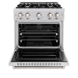ZLINE 4-Piece Appliance Package - 30-Inch Dual Fuel Range, Hood, Refrigerator, and Dishwasher in Stainless Steel