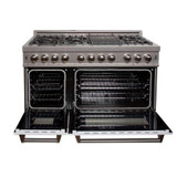ZLINE 2-Piece Appliance Package - 48-inch Dual Fuel Range & Premium Range Hood in Satin Stainless Steel with White (2KP-RASWMRH48)