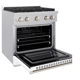 ZLINE 2-Piece Appliance Package - 30-inch Gas Range & Premium Range Hood in Satin Stainless Steel with White (2KP-SGRSWMRH30)