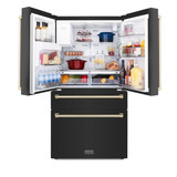 ZLINE 3-Piece Appliance Package - 30-Inch Dual Fuel Range, Refrigerator with Water Dispenser, and Dishwasher in Black Stainless Steel with Gold Accents