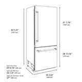 ZLINE 36-Inch 19.8 cu. ft. Built-In Bottom Freezer Refrigerator with Water Dispenser and Ice Maker in Black Stainless Steel with Graphite Gray Interior (GRBIT-BS-36)