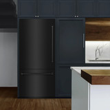 ZLINE 36-Inch 19.8 cu. ft. Built-In Bottom Freezer Refrigerator with Water Dispenser and Ice Maker in Black Stainless Steel with Graphite Gray Interior (GRBIT-BS-36)