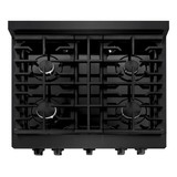 ZLINE 4-Piece Appliance Package - 30-Inch Gas Range, Refrigerator with Water Dispenser, Convertible Wall Mount Hood, and 3-Rack Dishwasher in Black Stainless Steel (4KPRW-SGRBRH30-DWV)