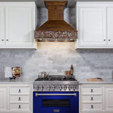 ZLINE 2-Piece Appliance Package - 36-inch Dual Fuel Range with Blue Gloss Door and Convertible Vent Range Hood in Stainless Steel (2KP-RABGRH36)