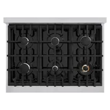 ZLINE 4-Piece Appliance Package - 36-Inch Gas Range, Hood, Refrigerator with Water Dispenser, and Dishwasher in Stainless Steel