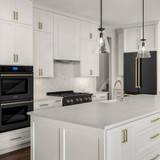 ZLINE 3-Piece Appliance Package - 30-Inch Gas Range, Refrigerator, and Dishwasher in Black Stainless Steel with Champagne Bronze Accents
