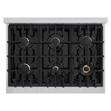 ZLINE 4-Piece Appliance Package - 36-Inch Rangetop, 30” Wall Oven, 36” Refrigerator, and Convertible Wall Mount Hood in Stainless Steel (4KPR-RTRH36-AWS)