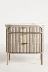 The Isla Marble-Top Fluted-Wood Single-Bathroom Vanity