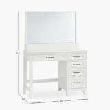 Hampton Single Pedestal Storage Vanity Desk (40")