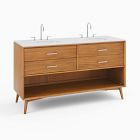 Mid-Century Open Storage Double Bathroom Vanity (63") - Acorn