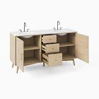 Mid-Century Double Bathroom Vanity (63") - Cerused White