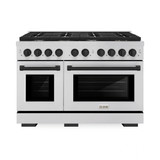 ZLINE 4-Piece Appliance Package - 48-Inch Paramount Autograph Dual Fuel Range, Wall Mount Range Hood, 36-Inch French Door Refrigerator, Dishwasher, in Stainless Steel with Matte Black Accents