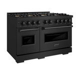 ZLINE 48-Inch 6.7 Cu. Ft. Classic Gas Range with 8 Burner DuoPro™ Cooktop and Dual Ovens in Black Stainless Steel (PCGRB-48)