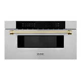 ZLINE 5-Piece Appliance Package - 36-Inch Paramount Dual Fuel Range, Wall Mount Range Hood, 36-Inch French Door Refrigerator with Water Dispenser, Dishwasher, and 30-Inch Microwave Drawer in Stainless Steel with Gold Accents