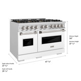 ZLINE 48-Inch 6.7 Cu. Ft. Classic Gas Range with 8 Burner DuoPro™ Cooktop and Dual Ovens with White Matte Doors (PCGR-WM-48)