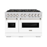 ZLINE 48-Inch 6.7 Cu. Ft. Classic Gas Range with 8 Burner DuoPro™ Cooktop and Dual Ovens with White Matte Doors (PCGR-WM-48)