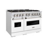 ZLINE 48-Inch 6.7 Cu. Ft. Classic Gas Range with 8 Burner DuoPro™ Cooktop and Dual Ovens with White Matte Doors (PCGR-WM-48)