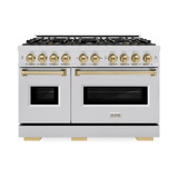 ZLINE Autograph 48-Inch Classic Gas Range with 8 Burner DuoPro™ Cooktop and Dual Ovens with Champagne Bronze Accents (PCGRZ-48-CB)
