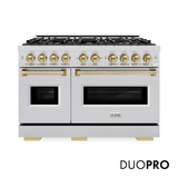ZLINE Autograph 48-Inch Classic Gas Range with 8 Burner DuoPro™ Cooktop and Dual Ovens with Champagne Bronze Accents (PCGRZ-48-CB)