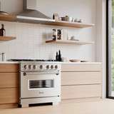 ZLINE 36-Inch 5.2 Cu. Ft. Classic Dual Fuel Range with 6 Burner DuoPro™ Cooktop and Electric Convection Oven in Satin Stainless (PCDRS-36)